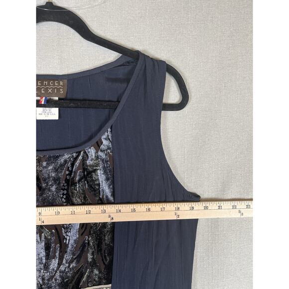 VTG Spencer Alexis Maxi Dress 2 Pc Set Kimono Topper Women 10 Velvet Dark Blue - Picture 6 of 16